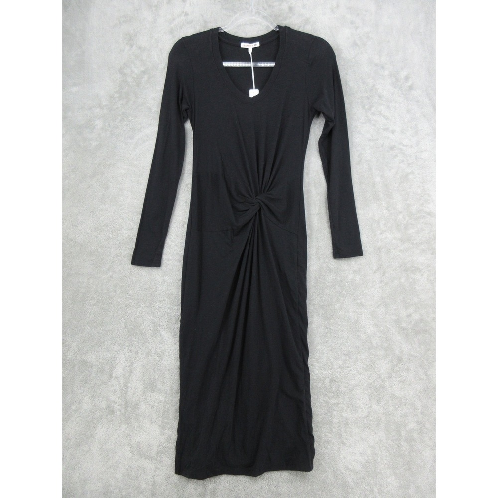 Sundry Dress Womens 0 US XS Black Twist Bodycon Maxi Stretch Knit Black New‎